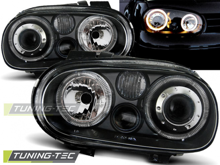 Upgrade Design Angel Eyes Scheinwerfer für VW Golf 4 97-03 schwarz